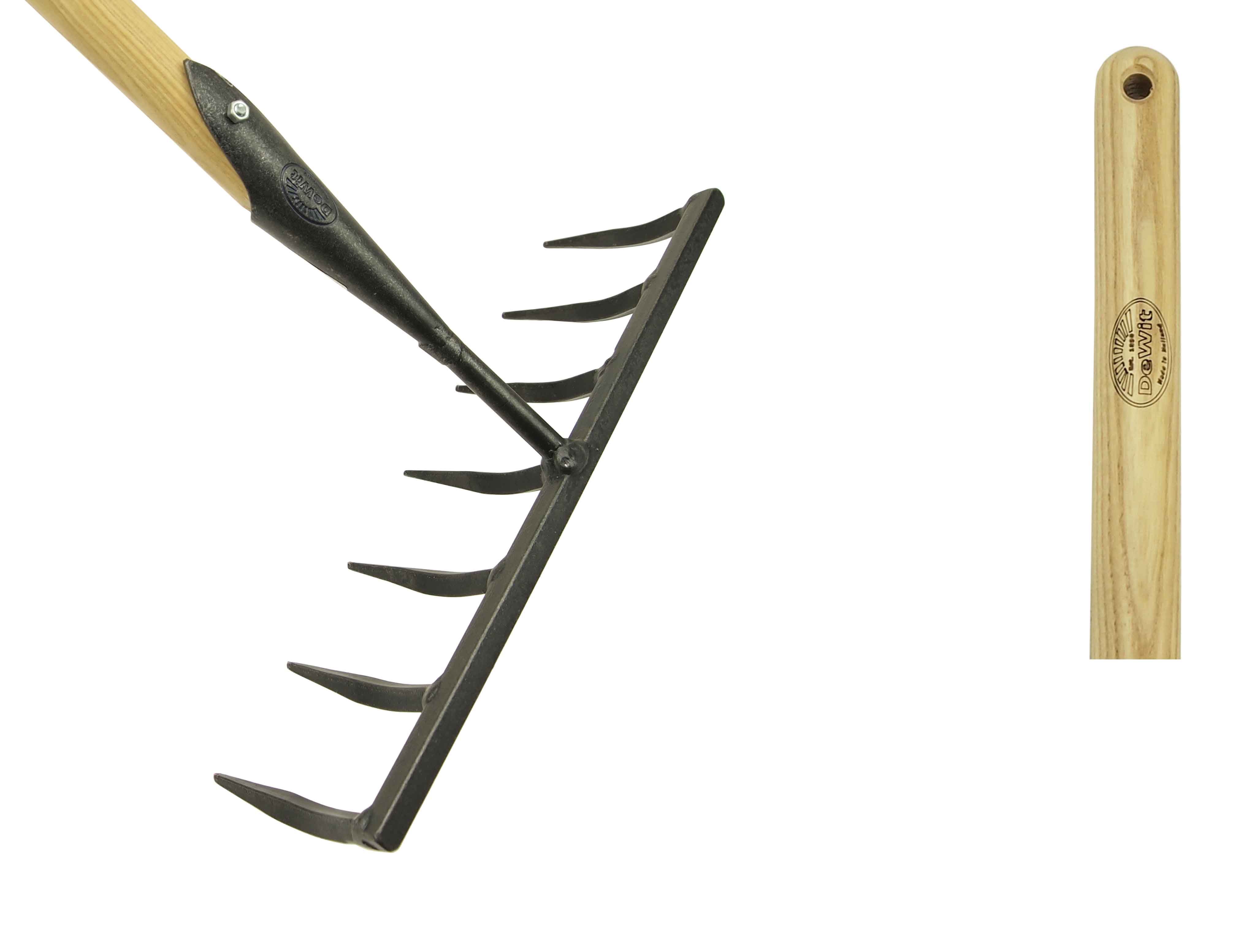 Veggy garden seeding rake with 7 square forged tines and 170cm handle